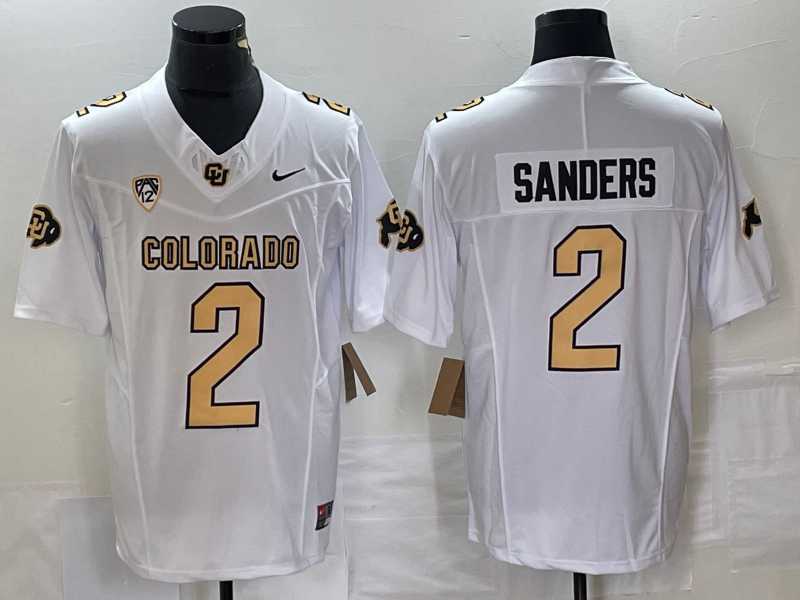 Mens Colorado Buffaloes #2 Shedeur Sanders White 2023 F.U.S.E. Stitched Football Jersey->->NCAA Jersey